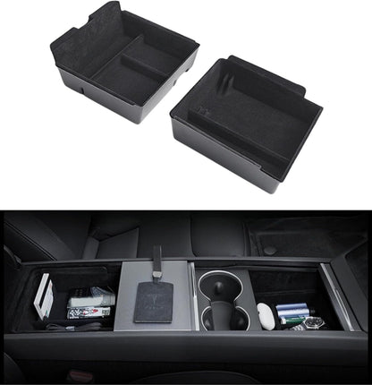 STARFLY Upgraded Center Console Organizer Tray for 2024 Refreshed Tesla Model 3 Highland Flocked Armrest Drawer Storage Box Interior Accessories