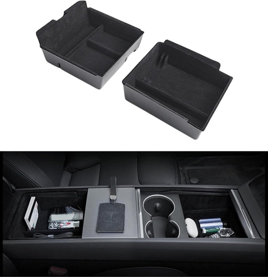 STARFLY Upgraded Center Console Organizer Tray for 2024 Refreshed Tesla Model 3 Highland Flocked Armrest Drawer Storage Box Interior Accessories