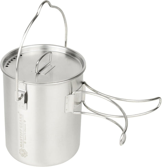 Mastiff Gears ® 304 (18/8) Stainless Steel (FDA Compliant) Lightweight 710ml / 24 fl.oz Camping Cup/Pot for Travel, Bushcraft, Camping and Backpacking (Solo Pot/Cup)