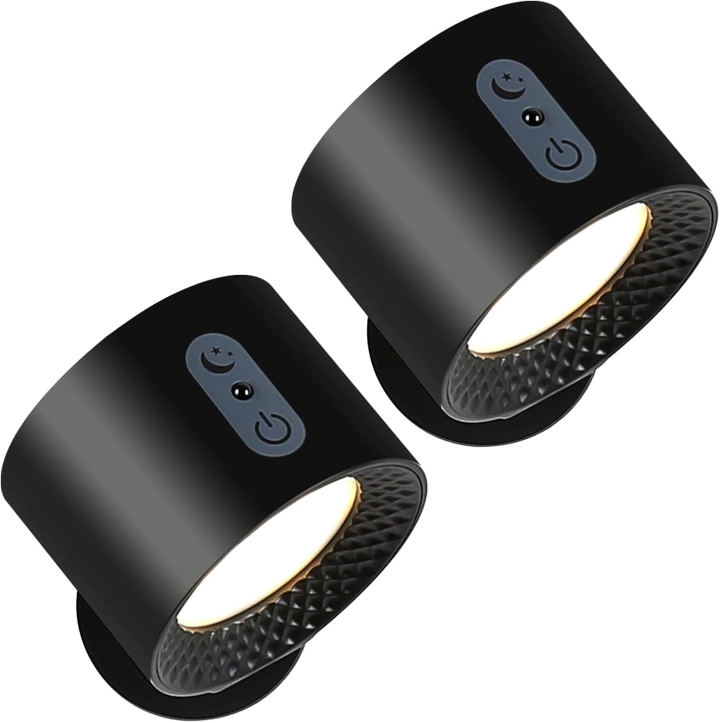 LED Wall Sconce 2pack,Double Side Light Battery Operated Wall lamp,Wall Mounted Lamp 3 Color Temperatures 3 Brightness Levels,360° Rotating Night Light for Bedroom (Black)