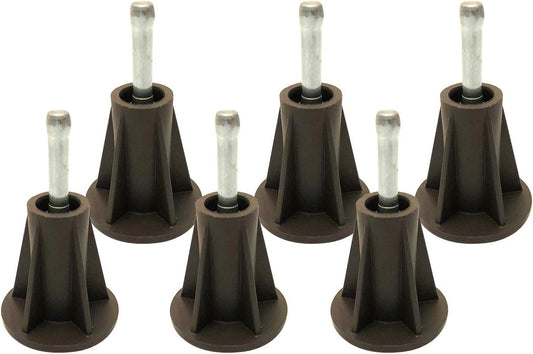 Home Paradise [New Model] Steel Stem Plastic Bed Frame Feet | Set of 6 | Sturdy Bed Frame Legs | Protect Your Floor by Changing Your Bed Wheels with These Bed Frame Glide | Dark Brown (6)