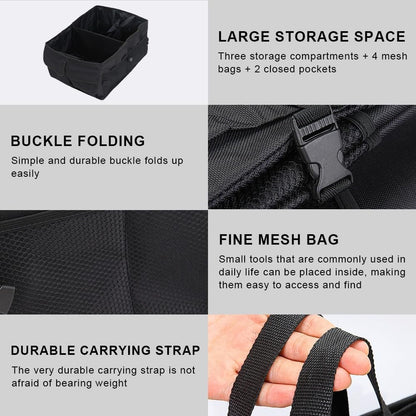 Car Boot Organiser, Car Trunk Organizer, Foldable, Multi-Compartment. Car Boot Organiser SUV, Car Storage, With Adjustable Fixing Strap, Waterproof and Non-Slip, Suitable For Suv, Car, Truck, Sedan