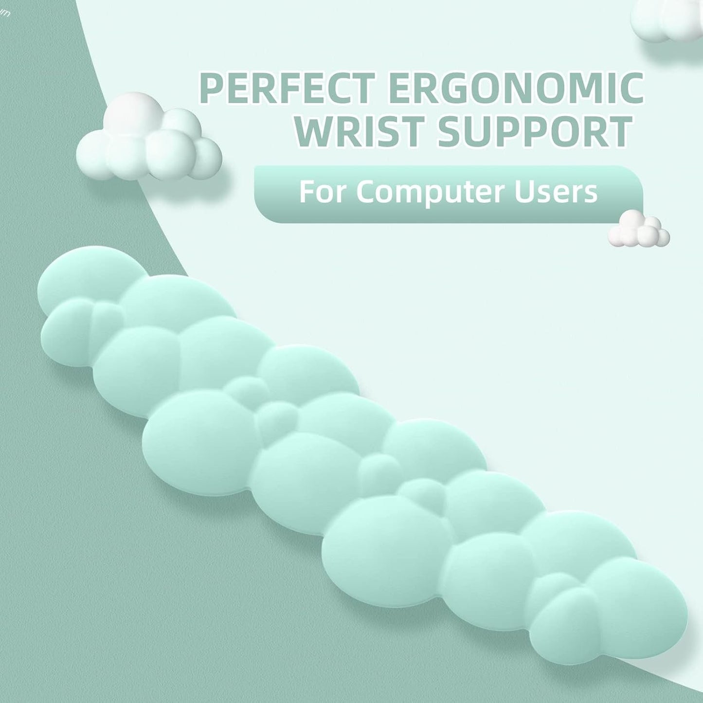 MANBASNAKE Keyboard Wrist Rest,Memory Foam Wrist Pad Smooth Fiber Hand Rest for TKL Keyboard,Ergonomic Nonslip Comfortable Cushion Set,Typing Pain Relief,Support for Office,PC Gaming,Laptop,Mac(Mint Green)