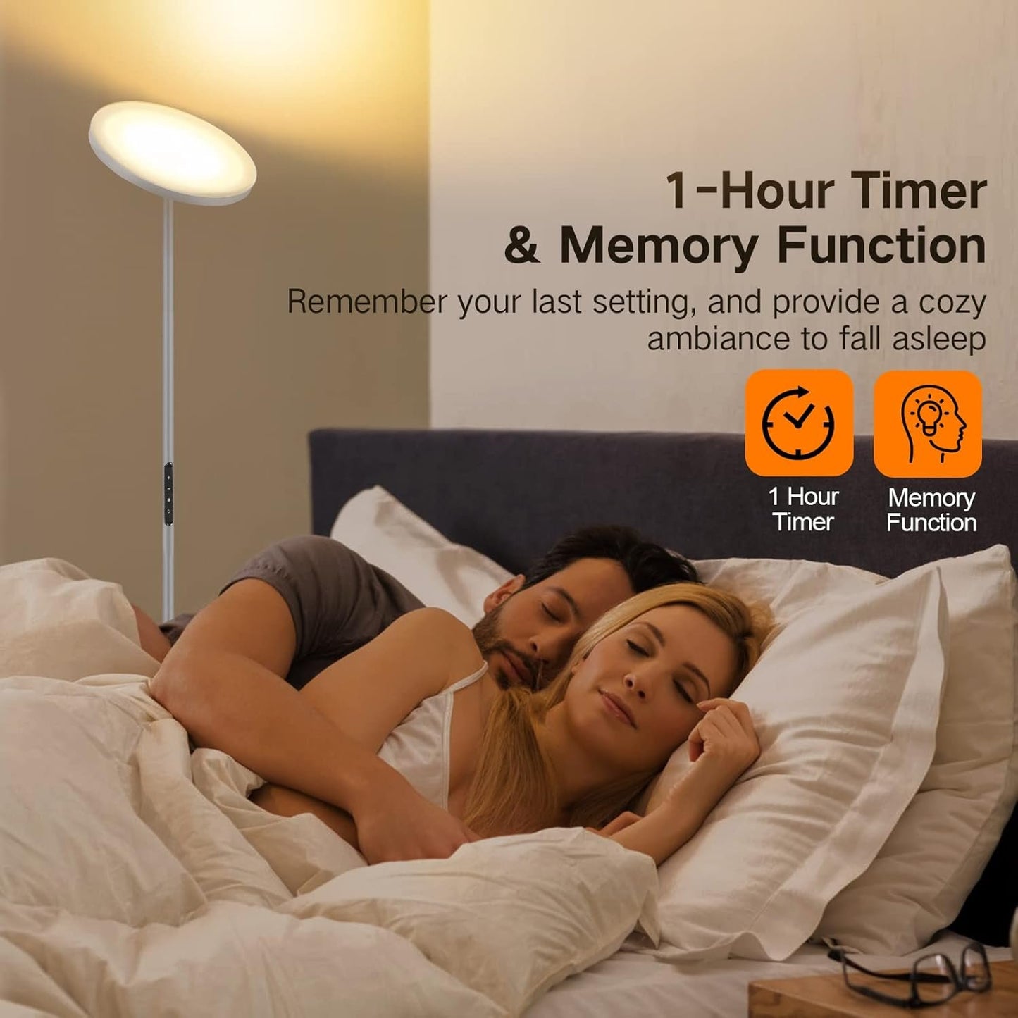 OUTON Floor Lamp Modern, LED Torchiere Lamp 30W 3000LM, Tall Standing Lamp with 4 Color Temperatures, Stepless Dimmable, Remote and Touch Control, 1 Hour Timer for Living Room Bedroom, Silver Grey