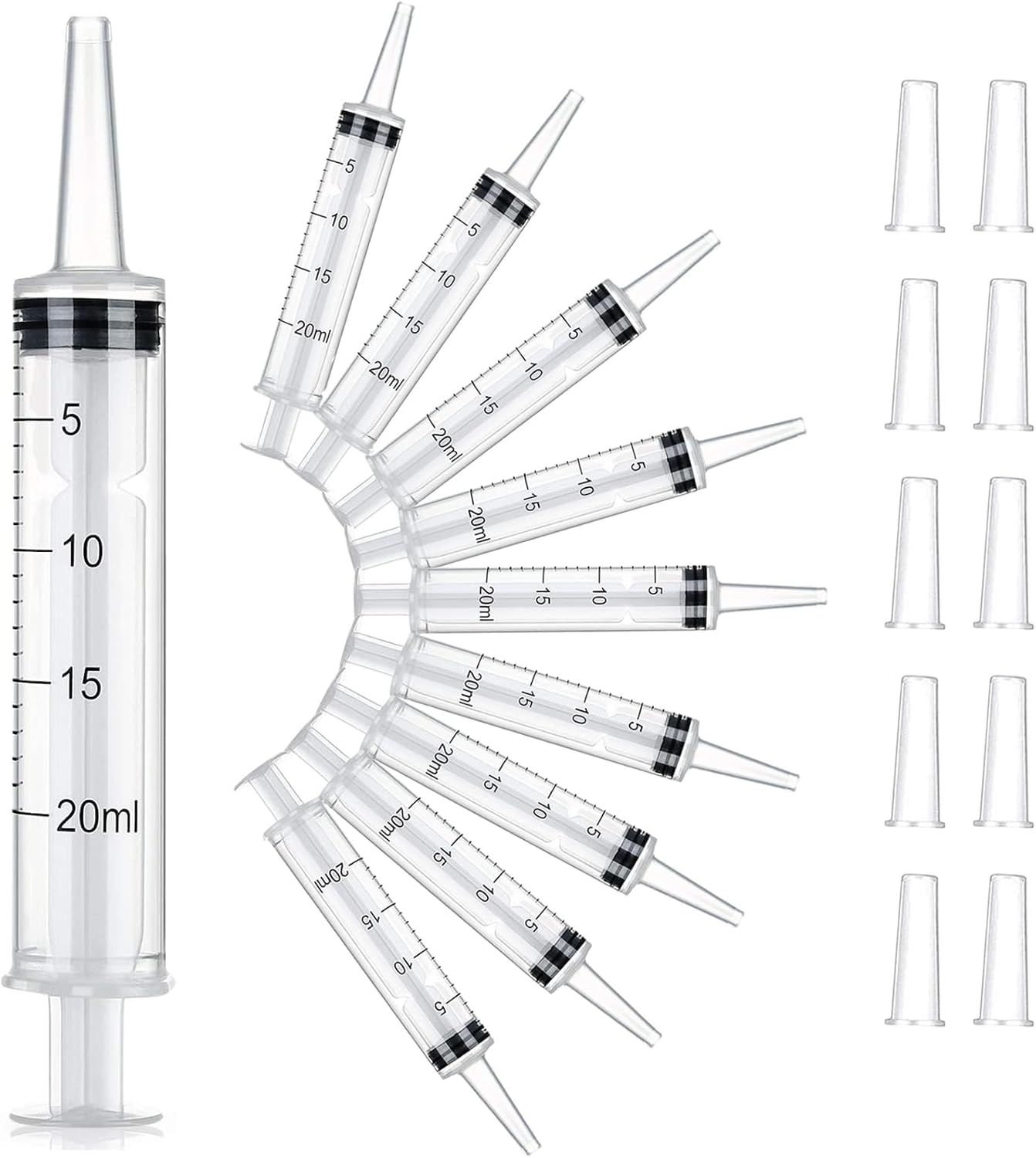 10Pcs Plastic Syringes, 10ml 20ml Measuring Syringe Measurements Individually Sealed Applicator for Industrial Experiments Scientific Labs Oiling Watering Liquids Glue Feeding Pets (20ml-10Pcs)