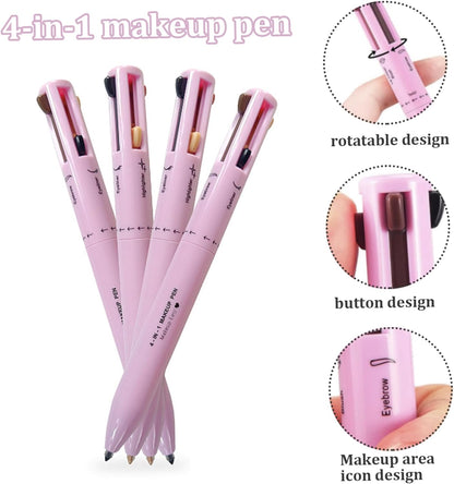 Makeup Pencil,4 in 1 Multifunctional Makeup Pencil Eyeliner Makeup Pencil Lip Liner Eyebrow Pencil Highlighter Compact Easy Makeup Accessories