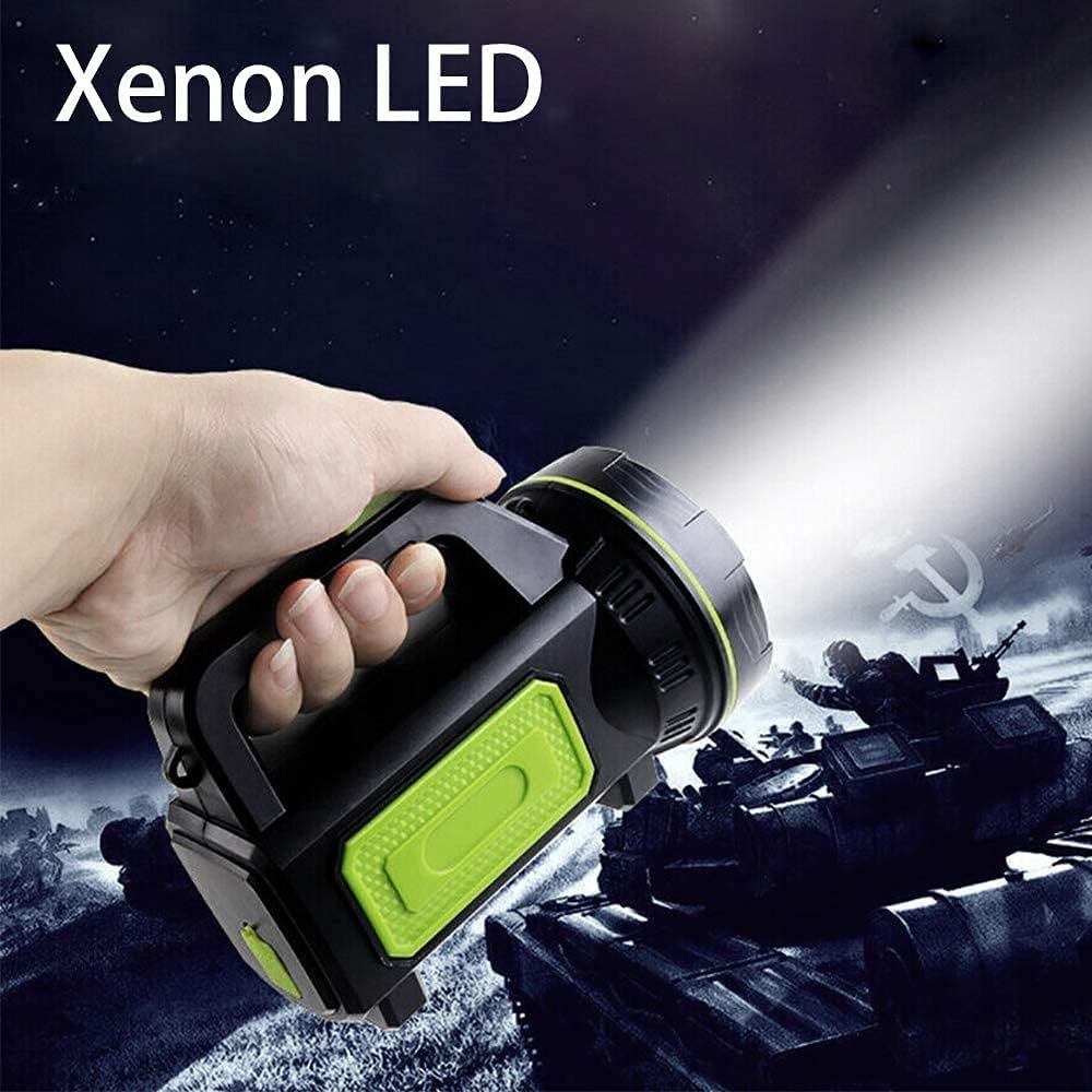 Super Bright Spotlight, Rechargeable Searchlight Handheld LED Flashlight, 135000 Lumens 6000mah Led Torch with Side Light High Power Waterproof Flashlight for Emergency Hiking Camping Hunting