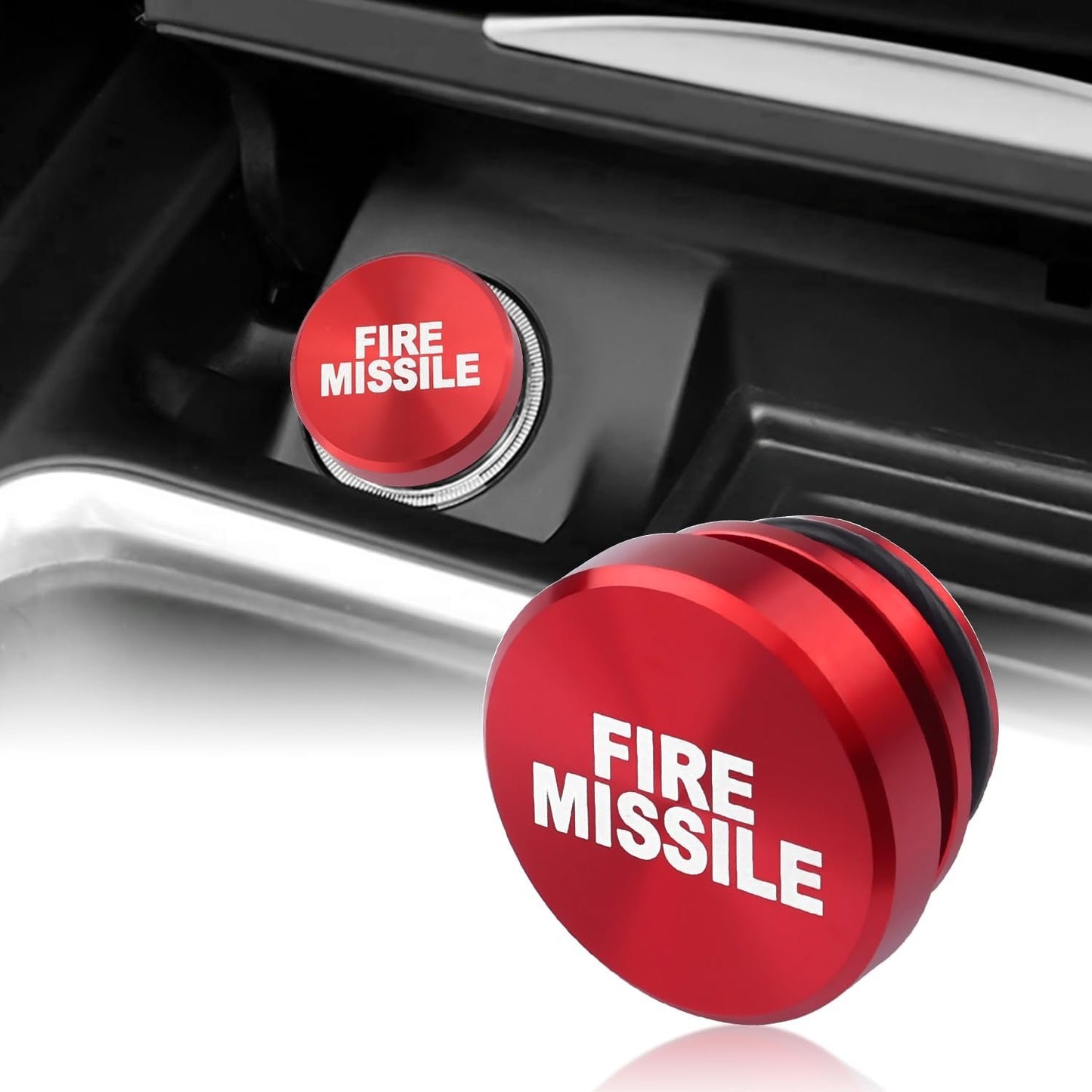 Dustproof Car Cigarette Lighter Cover Cap,Cool Car Decor Aluminum Eject Button Cigarette Lighter Cap,Universal Cigarette Lighter Plug Cover Car Accessories Interior for Men Women (Fire)