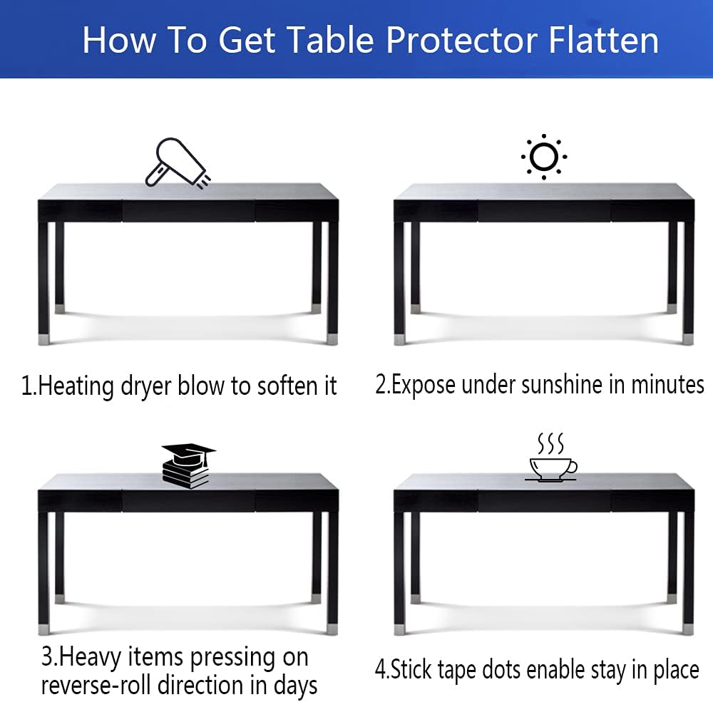 Thick Vinyl Clear Table Cover PVC Mat Pad Plastic Tablecloth 42x64 in Dining Living Room Party Table Top Protector Heavy Duty Easy Clean