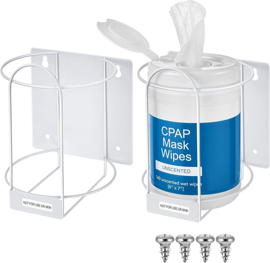Maxcheck 2 Pcs Wall Bracket for Wipes Hospital Heavy Duty Bucket Holder Bucket Organizer Wall Mount Wipe Dispenser Rack for Bedrooms Offices Living Rooms Home Office Public Restrooms(White)