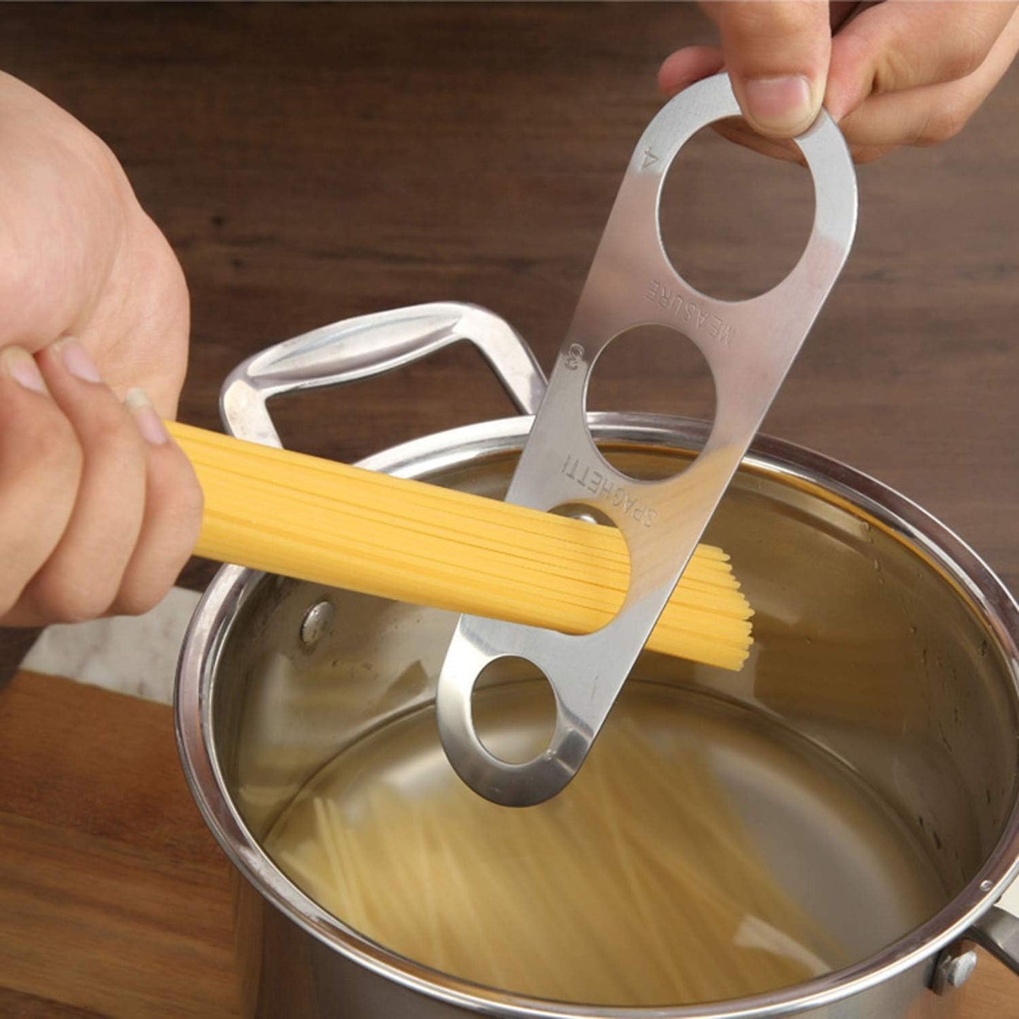 Batino 4-Hole Stainless Steel Spaghetti Measure Tool - Manual Pasta Measurer - Silver