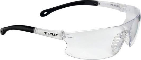 Stanley Clear Lens Transparent Safety Glasses - Clear Safety Glasses For Men and Women - Transparent Arms and Lenses with UV Protection Glasses - Rubber Tipped No-Slip Design - SY1201D