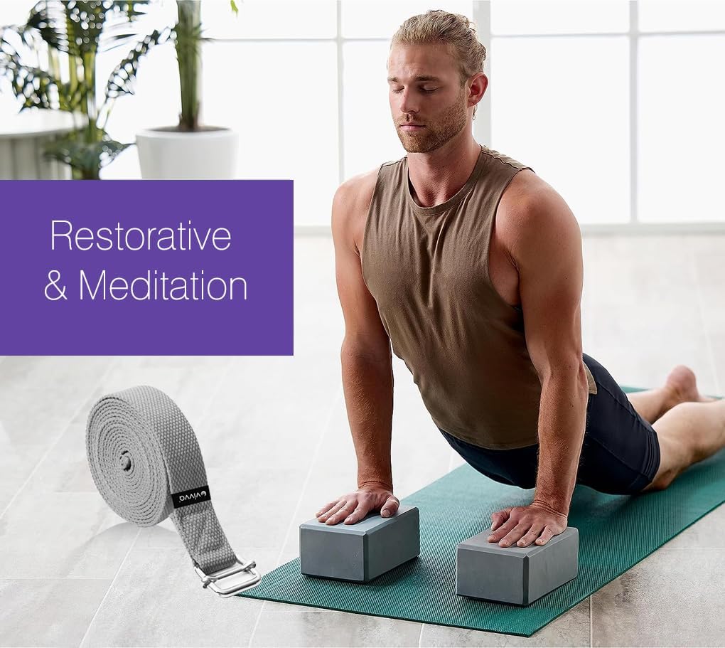 Vivva Yoga Blocks 2 Pack with Strap Non-Slip Extra Large 9 x 6X 4 inches, EVA Foam Yoga Brick with 250cm Yoga Strap to Improve Strength Balance for Yoga Pilates Meditation