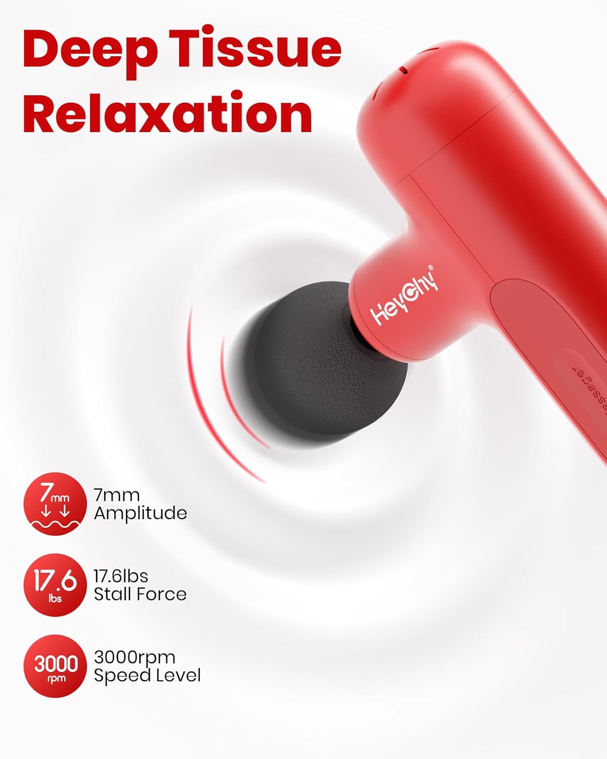 HEYCHY Super Mini Massage Gun,Deep Tissue Massager, Compact Travel Massage Gun, Full Body Recovery & Relief for Outdoors,USB Charging,5 Speeds,Gifts for Men&Women