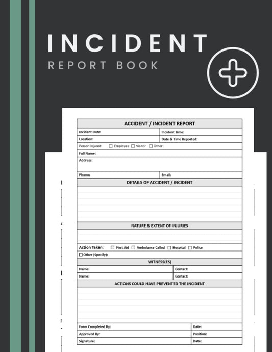 First Aid Incident Report Book: HSE Complaint Accident & Incident Log Book to Record All Accidents, Incidents & Injuries | Health & Safety Report Book ... & Schools | 120 Pages, 8.5 x 11 inches(A4).