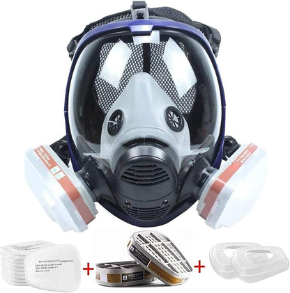 SupMusk Full Face Respirator Mask with Filters, AntiFog Lens AntiGas AntiDust Gas Mask Against Vapours, Particles, Painting