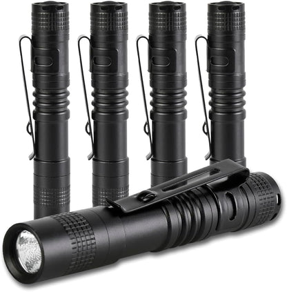 MVIOCS 5 Pack Mini Flashlight Small Flashlights LED Powerful High Lumens Tactical Pen Light with Clip,Slim Portable Pocket Compact Torch for Emergency Inspection AAA Battery Water-Resistant