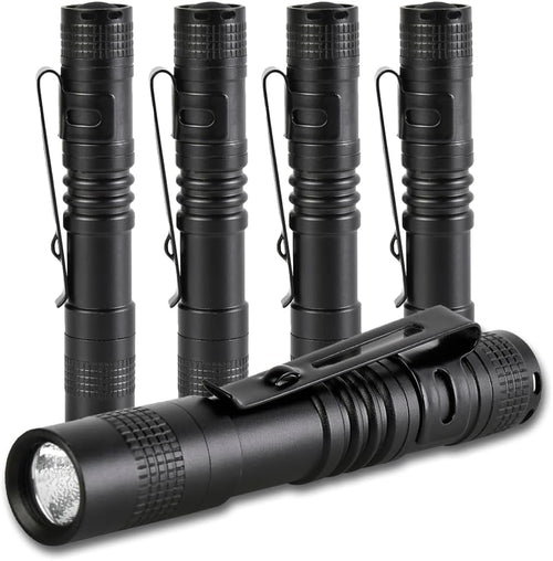 MVIOCS 5 Pack Mini Flashlight Small Flashlights LED Powerful High Lumens Tactical Pen Light with Clip,Slim Portable Pocket Compact Torch for Emergency Inspection AAA Battery Water-Resistant