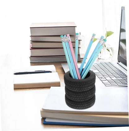 Angoily 2pcs Creative Tire Shaped Pen Holder Unique Desk Caddy for Office Organization Multi Functional Pencil Organizer Distinctive Design for Clutter Workspace for Stationery Storage