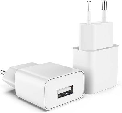 MyGadget 2x USB Wall Charger - Universal Charger (1A / 5V) - Portable Battery Charger and Compatible with Samsung/Huawei - White