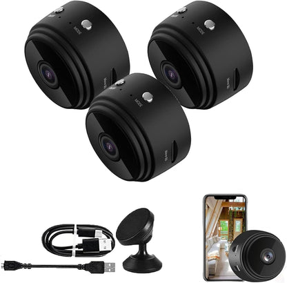 Secret Scope Camera, Secret Scope Mini Security Camera, Mini Wire-Free Monitor with Night Vision Function, WiFi Camear Outdoor Wireless 1080p HD (Black, 3)