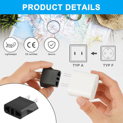 AXFEE 4 Pieces Travel Adapter, Universal European to American Pina Adapter, Italy to US Adapter, American Plug Adapter, for Europe/USA/US/China/Japan/Canada/Mexico