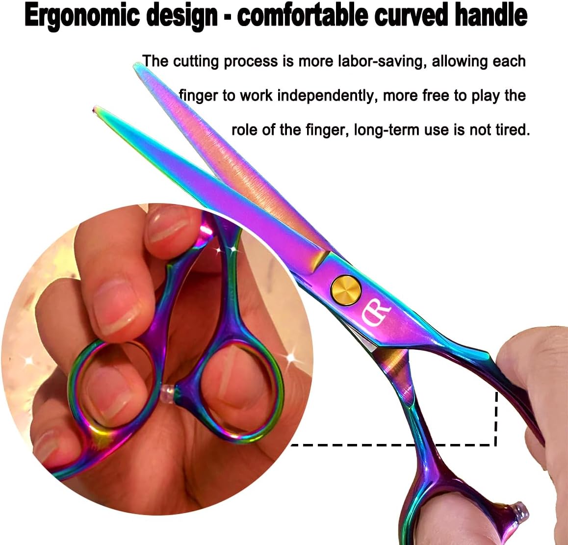 Professional Hair Cutting Shears Set,6 Inch Barber Hair Cutting Scissors Kit,Hairdressing Thinning Shears for Hair Cutting,Sharp Blades Haircut Scissors Kit for Women/Men/Kids (Rainbow)