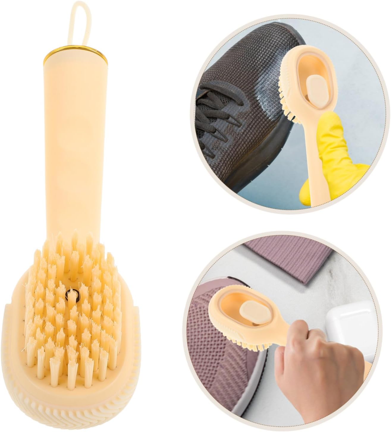 OATIPHO Versatile Shoe Cleaning Brush with Liquid Holder Dry Wet Cleaning Safe for Shoes Clothes Space-Saving Home Cleaning Essential