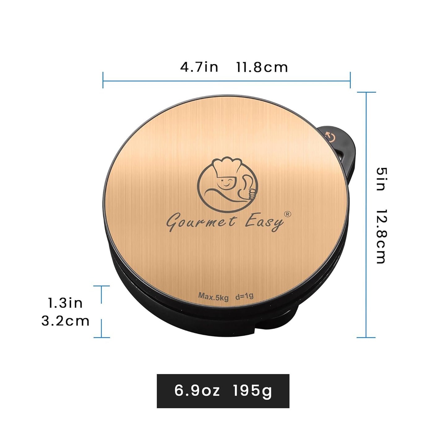 Dynamo Food Scale for Kitchen, Battery-Free Technology Kitchen Scale, Food Weight Scale, Weight in Grams & Ounces, Multifunctional Scale for Cooking, Baking & Meal Prep, Round, Gourmet Easy