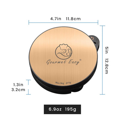Dynamo Food Scale for Kitchen, Battery-Free Technology Kitchen Scale, Food Weight Scale, Weight in Grams & Ounces, Multifunctional Scale for Cooking, Baking & Meal Prep, Round, Gourmet Easy