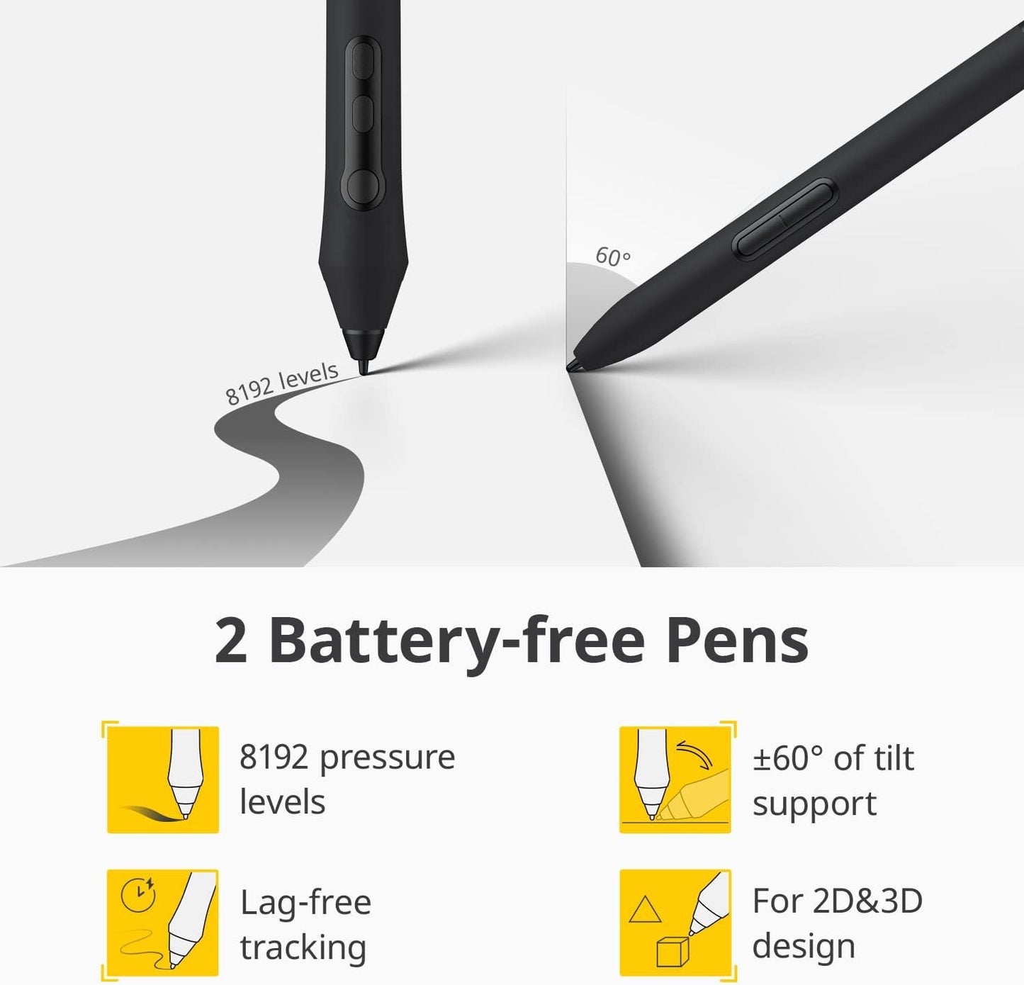 XENCELABS Drawing Tablet Bundle, 10 x 6 inch Wireless Graphic Tablet with Shortcut Keys, Pen Tablet with 2 Battery-Free Stylus, 8192 Levels Pressure for PC Mac Linux, Black