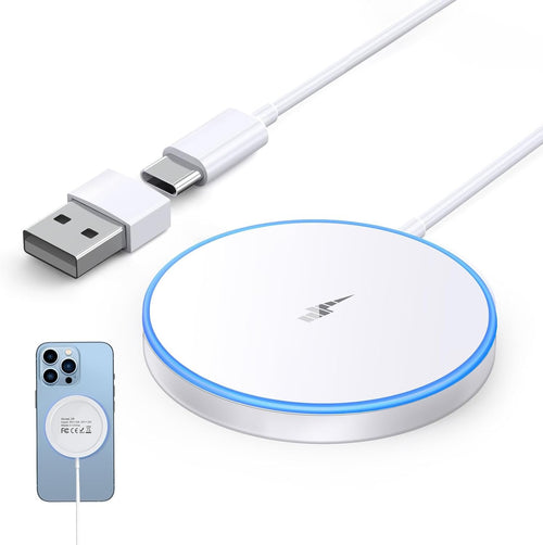 Magnetic Wireless Charger 15w Mag-Safe Charger for iPhone 16 Pro Max/16 Pro/16/16 Plus/15/14/13/12 Series AirPods 3/2/Pro/Pro 2 LED Magnet Charging Pad Induction Chargers with Dual Charging Ports