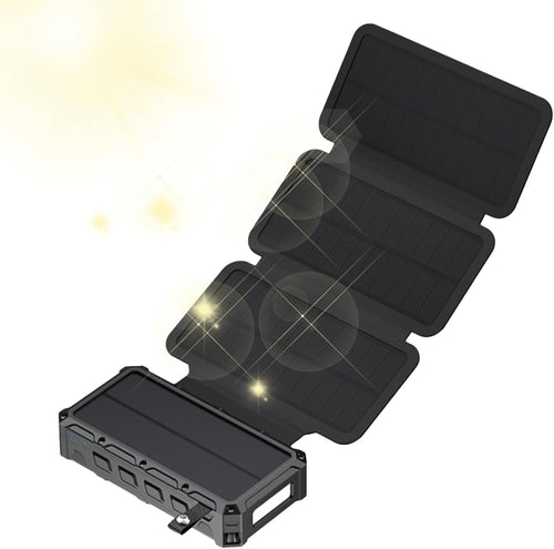 Solar Power Bank, Hand Crank Charger, Wireless Battery Pack, Built-In Led Light, Sos Alarm Function,black, For Outdoor, Travel, Camping, Hiking, Use