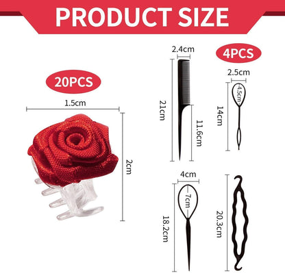 20 Piece Pink Hairpin and 4 Piece Hairpin Hair Accessories Hair Styling Decoration Elei Simple Hair Accessories