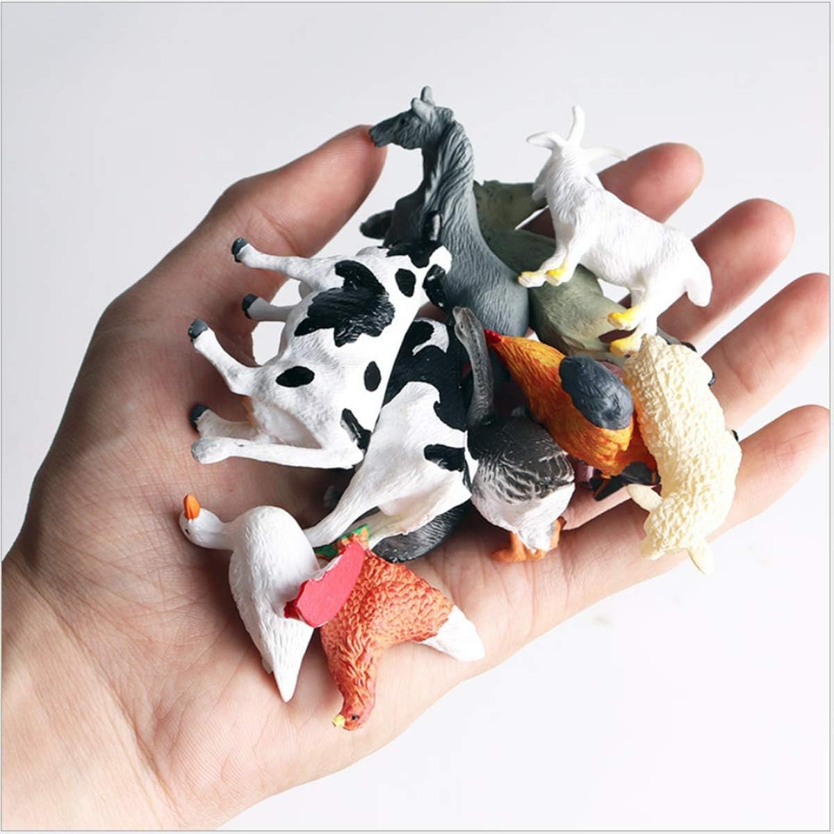 Farm Animals Toys Statues , Mini Realistic Simulation Plastic Learning Educational Playset Party Favors Bath Toys Cupcake Toppers 12 Animal Statues Horse, Dog, Pig, Cow, Chicken, Duck, Goose Toy