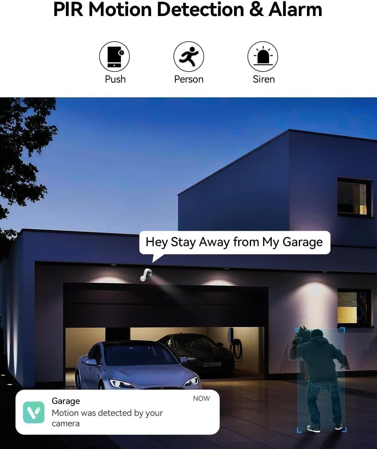 Security Camera -1080P Indoor & Outdoor Security Wireless Camera,Battery Powered WiFi Surveillance Camera for Home Security System with Alarm & Spotlight,Motion Detection,Color Night Vision,2-Way Talk