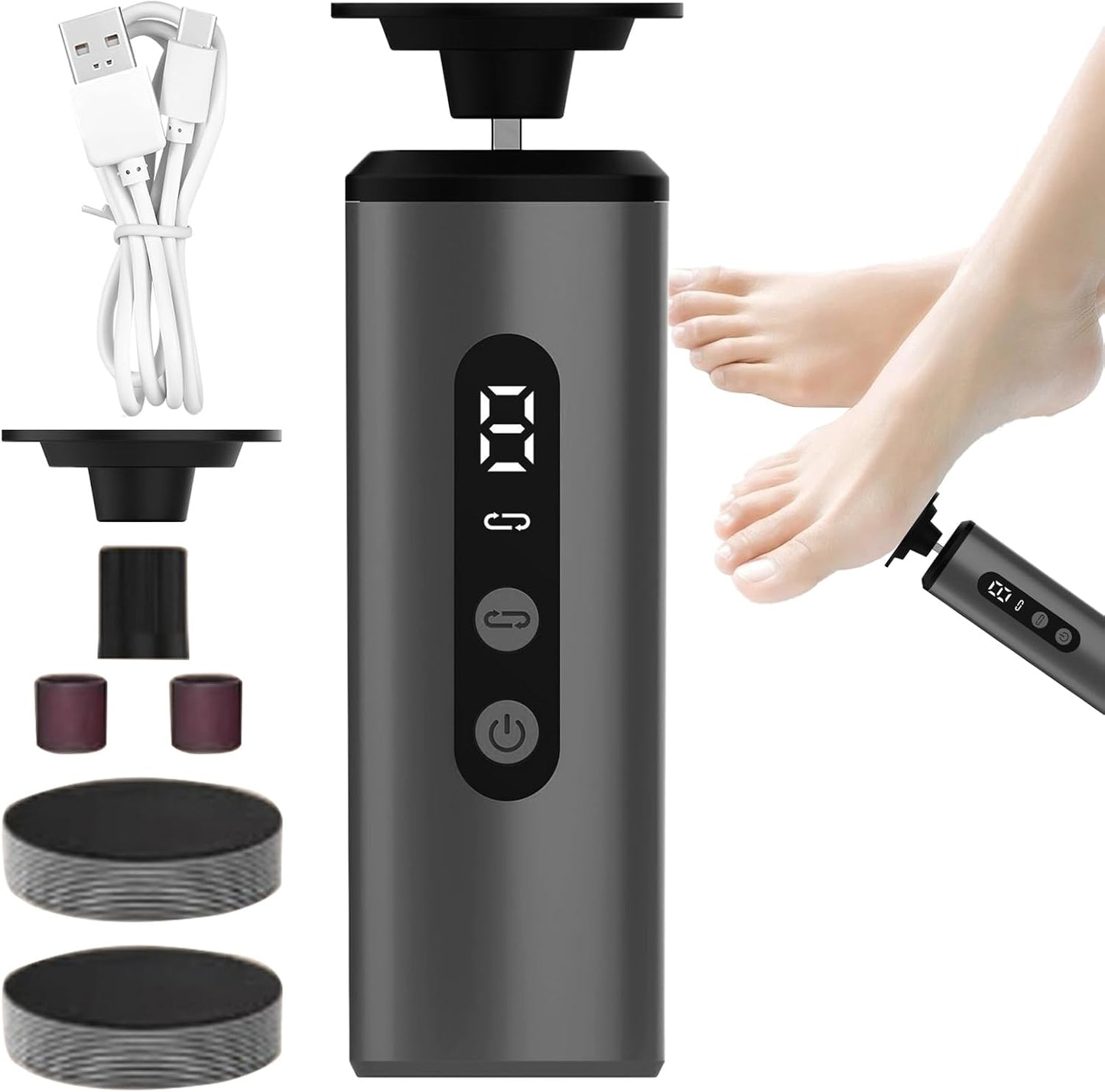 Ghjkldha Electric Callus Remover, Foot Scraper Tool with 9 Speed Ergonomic Dead Skin Remover, Pedicure Machine, Ideal for Winter Cracked Heels and Foots Care Routine