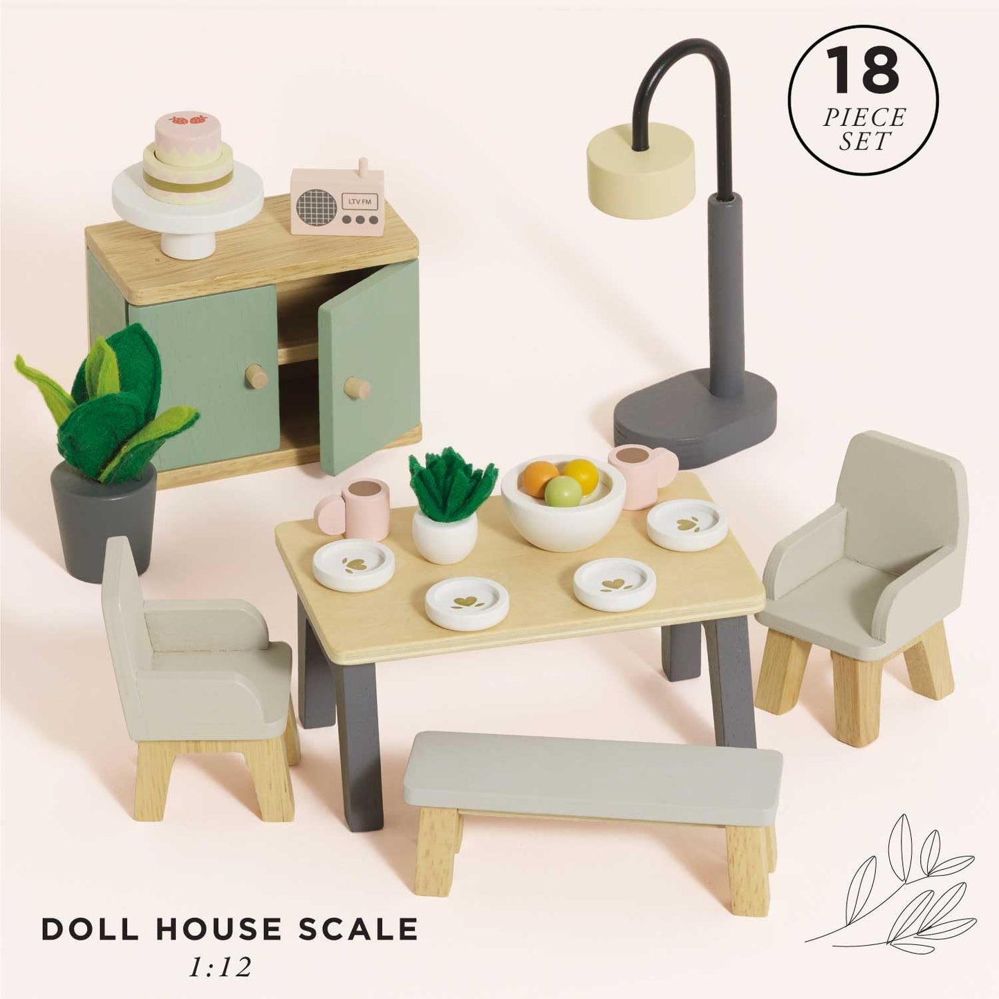Le Toy Van - Wooden Daisylane Dining Room Dolls House Accessories Play Set For Dolls Houses, Dolls House Furniture Sets - Suitable For Ages 3+