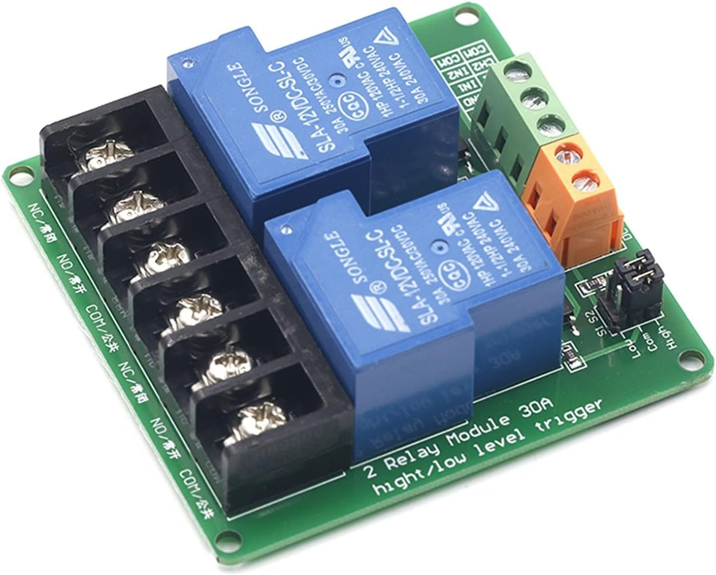 2-Way 30A high and Low Level Trigger Relay Module 5V Smart Home Automation Control