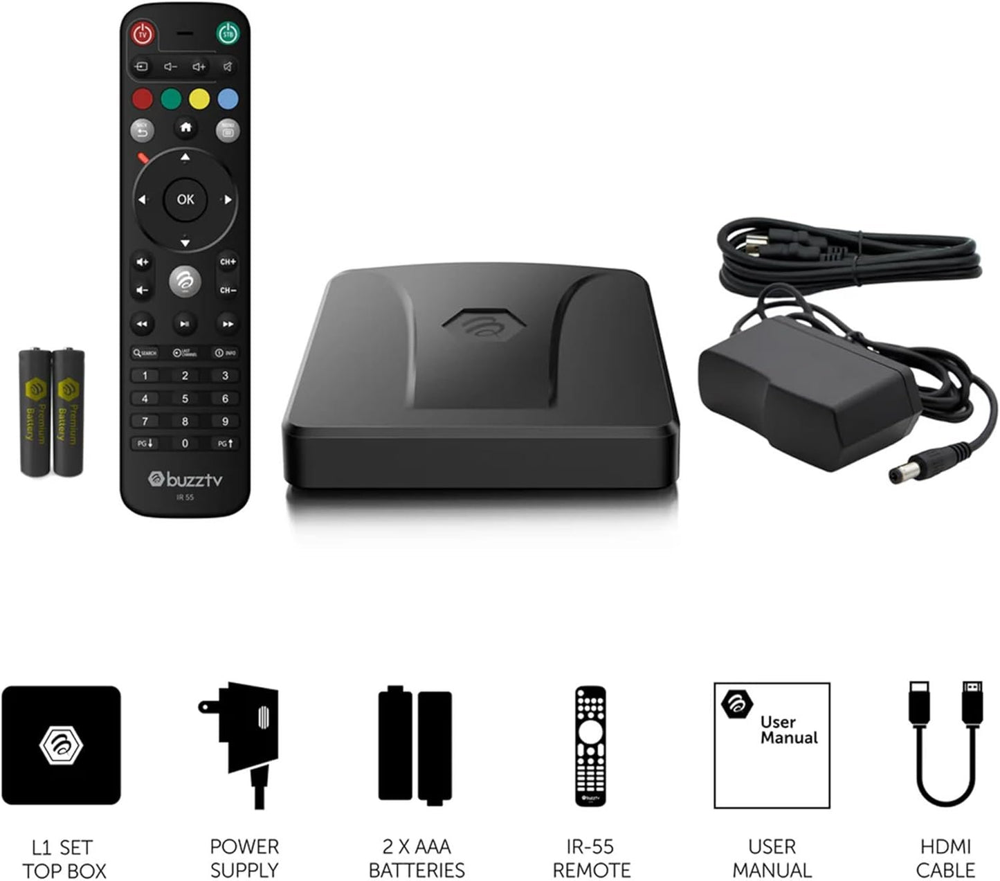 BuzzTV L1 4K UHD Linux OS 2GB / 8GB Dual Band Wireless TV Box