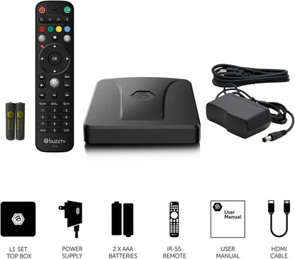 BuzzTV L1 4K UHD Linux OS 2GB / 8GB Dual Band Wireless TV Box