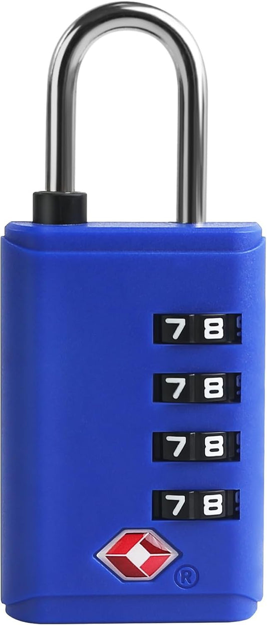 TSA Approved Combination Padlocks for Luggage, Security Lock, Black (Blue)