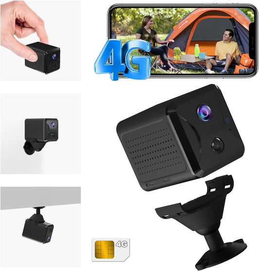 No WiFi Security Camera with SIM Card, Bextgoo 4G LTE Cellular Security Camera, 5200mAh Battery, HD Car Security Camera, Mini 4G Camera, 160Â° Wide View, Motion Detection Alert, 10m Night Vision