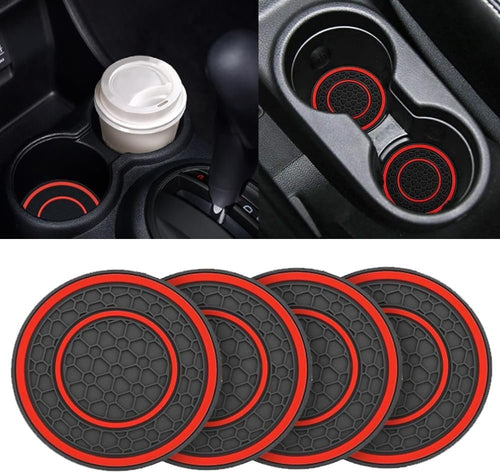 4 Pack 2.75 Inch Car Coasters for Cup Holder,Universal Auto Waterproof Coasters No-Slip Anti Dust Insert Coaster,Silicon Insulation Cup Mats for Vehicle Interior,Interior Accessories for Most Cars
