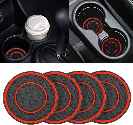 4 Pack 2.75 Inch Car Coasters for Cup Holder,Universal Auto Waterproof Coasters No-Slip Anti Dust Insert Coaster,Silicon Insulation Cup Mats for Vehicle Interior,Interior Accessories for Most Cars