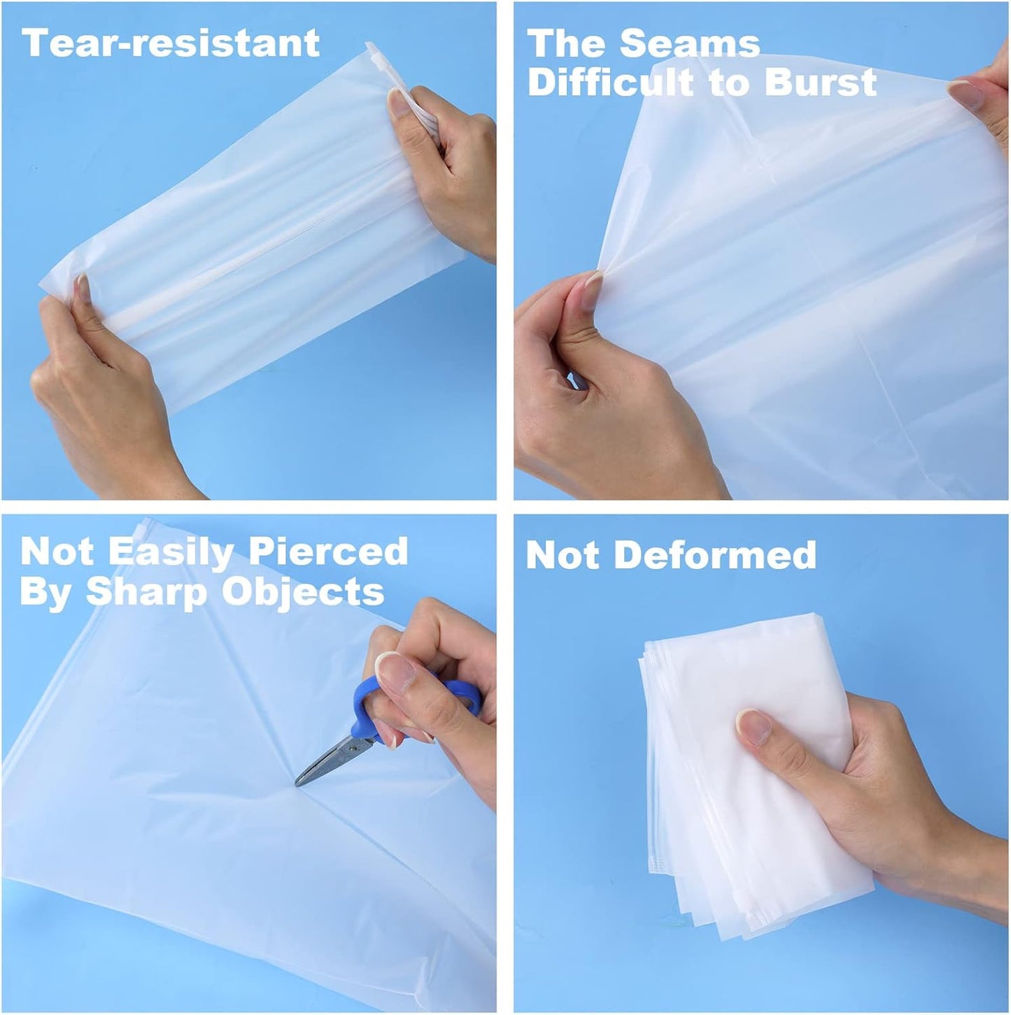 OSDUE Waterproof Travel Bags, 15 Pieces Clear Resealable Zip Bag, Multi-Function Bag Organizer, Garment Bags for Clothes, Underwear, Cosmetics 5 Sizes, Transparent-15pcs, 15pcs