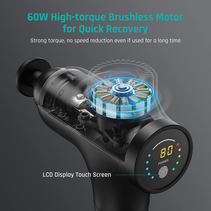 Mebak 3 Professional Muscle Massage Gun Massage Gun Deep Tissue Body Pain Relief Electric Silent Massager 3200RPM 7 Head 5 Speed 12 mm Width