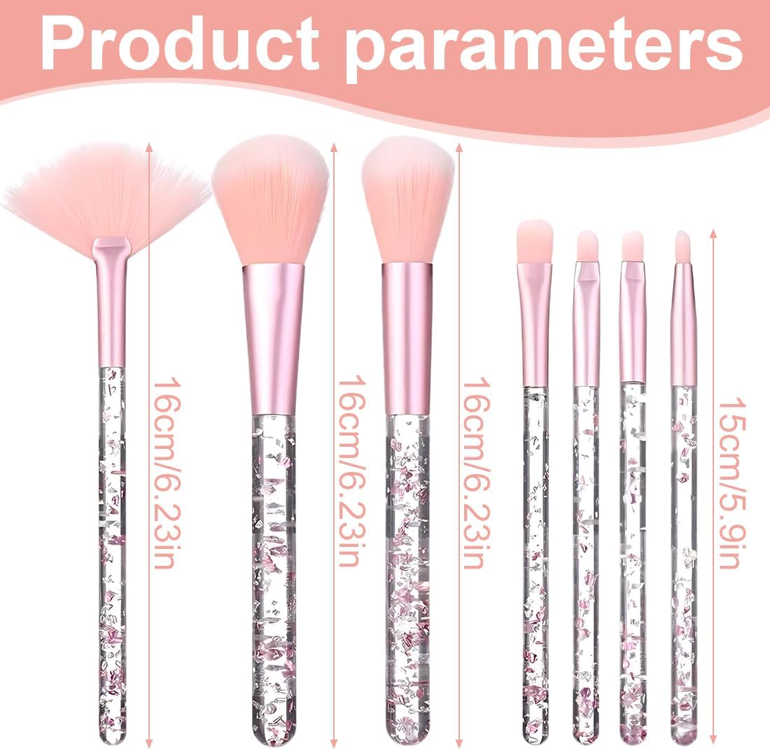 Zeayebsr 7 Pieces Make Up Brushes, Fan Makeup Brushes Premium Set, Professional Cosmetic Accessories with Cosmetic Bag, for Foundation Concealers Eyeshadows and Eyebrows, Gift Ideas