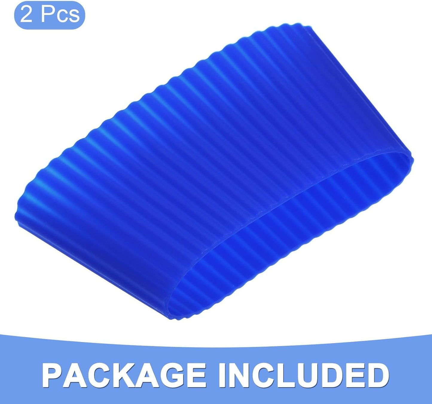 GLOKUUCA Coffee Cup Sleeves - 2 Packs Non-Slip Protective Covers Fits for Cups and Water Bottles - Silicone Heat-Resistant Cover - Blue