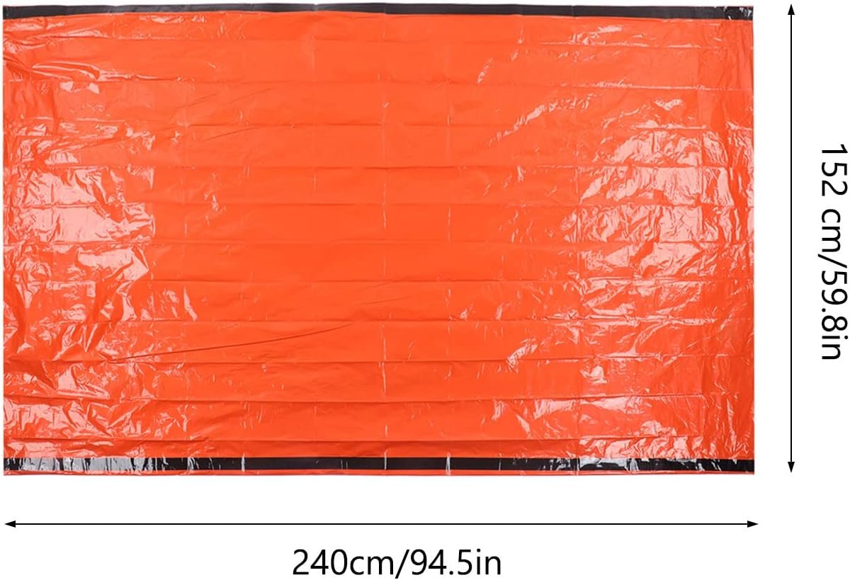 Emergency Survival Shelter Tent, Reusable Foldable Lightweight PET Aluminum Film Thermal Blanket Tent Set Survival Shelter for Hiking Camping Survival Equipment